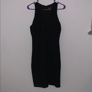 Black sequined cocktail dress